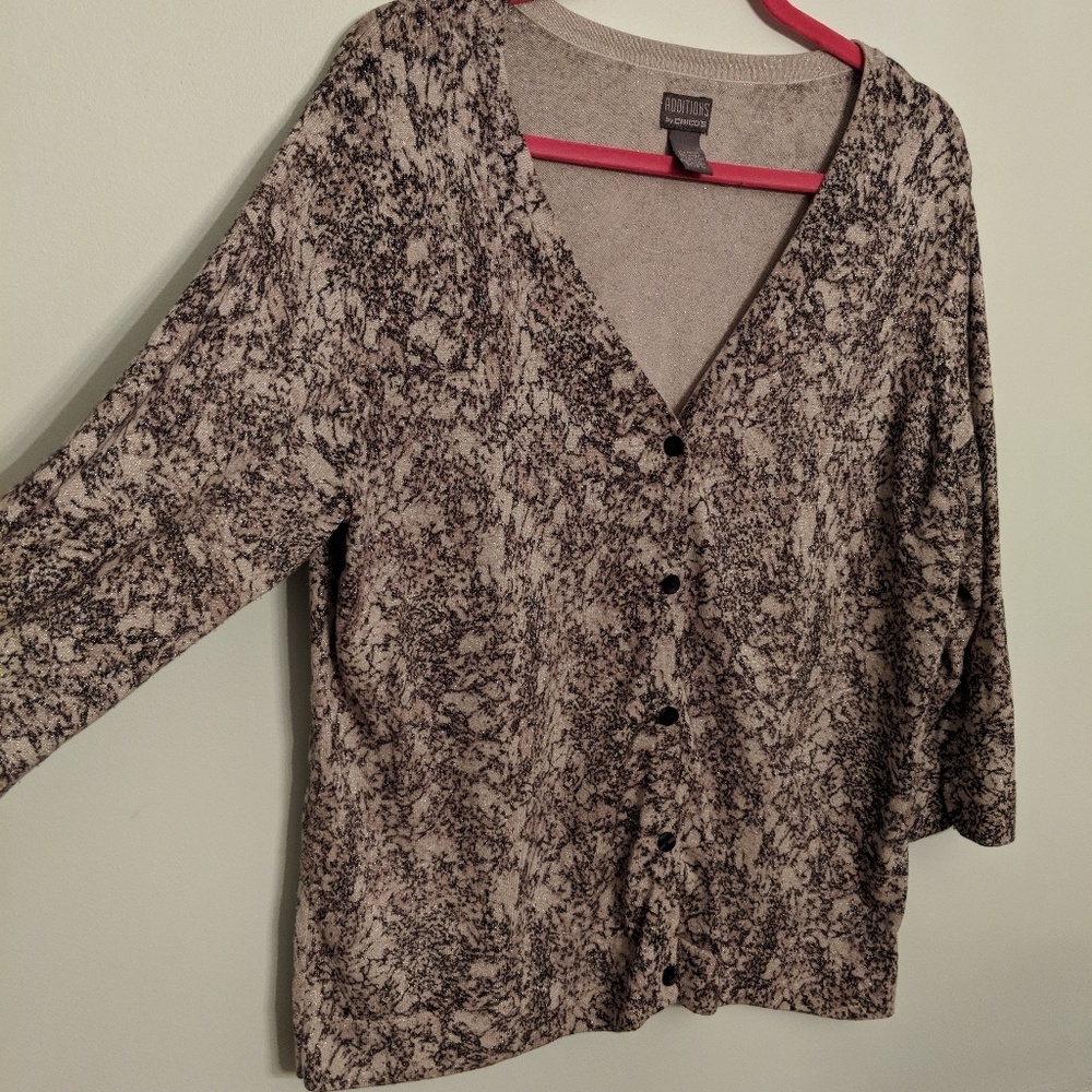 Warm Metallic Sweater Cardigan Chico's Additions